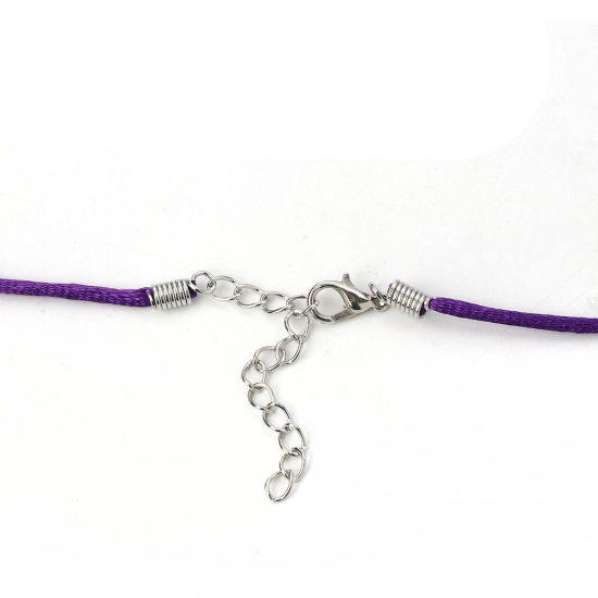 Picture of Polyester Braided String Cord Necklace Purple 42cm(16 4/8") long, 20 PCs