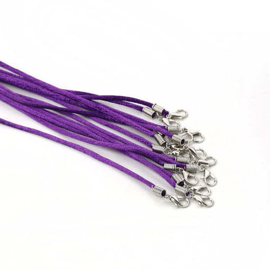 Picture of Polyester Braided String Cord Necklace Purple 42cm(16 4/8") long, 20 PCs