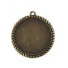 Picture of Zinc Based Alloy Pendants Round Antique Bronze Cabochon Settings (Fits 35mm Dia.) 45mm x 41mm, 10 PCs
