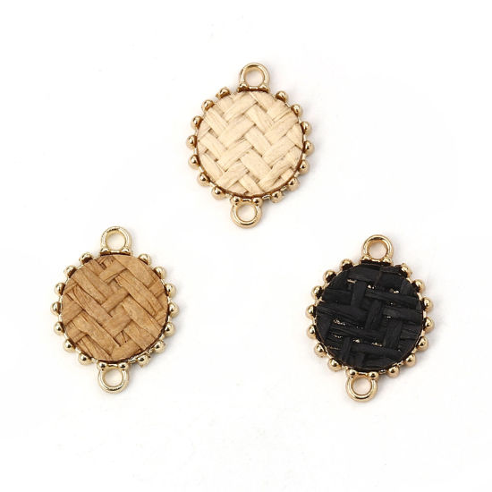 Immagine di Lega di Zinco Connettore Accessori Tondo Oro Placcato Bianco Sporco 19mm x 15mm, 10 Pz