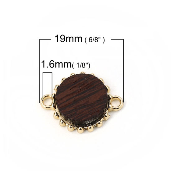 Imagen de Zamak Conectores Ronda Chapado en Oro Café 19mm x 15mm, 10 Unidades