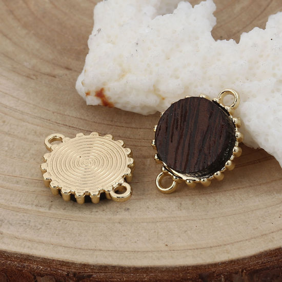 Imagen de Zamak Conectores Ronda Chapado en Oro Café 19mm x 15mm, 10 Unidades