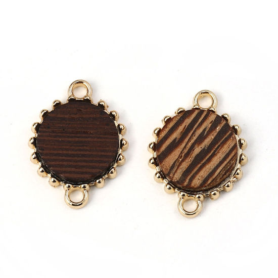 Imagen de Zamak Conectores Ronda Chapado en Oro Café 19mm x 15mm, 10 Unidades