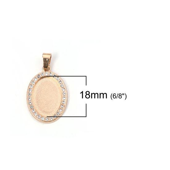 Picture of Zinc Based Alloy Pendants Oval KC Gold Plated Cabochon Settings (Fits 18mmx13mm) Clear Rhinestone 32mm x 18mm, 5 PCs