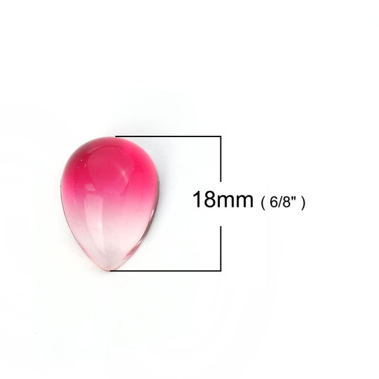 Picture of Glass Dome Seals Cabochon Drop Flatback Fuchsia 18mm( 6/8") x 13mm( 4/8"), 10 PCs