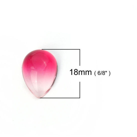 Bild von Glas Dom Cabochon Verzierung Tropfen Platt Fuchsie 18mm x 13mm, 10 Stück