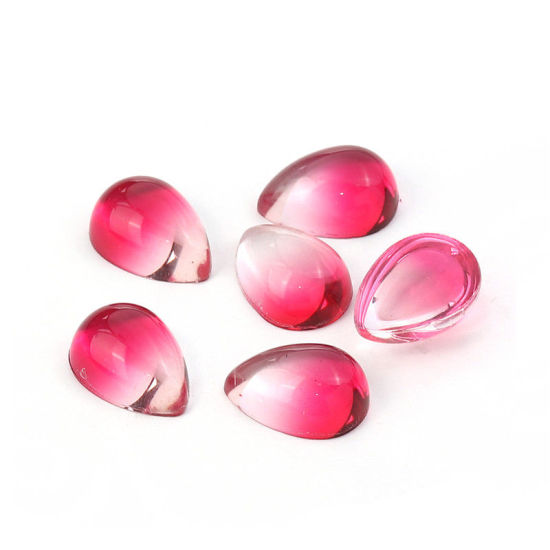 Bild von Glas Dom Cabochon Verzierung Tropfen Platt Fuchsie 18mm x 13mm, 10 Stück