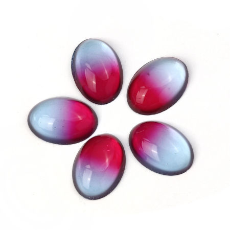 Picture of Glass Dome Seals Cabochon Oval Flatback Blue & Fuchsia 18mm( 6/8") x 13mm( 4/8"), 10 PCs