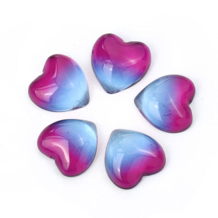 Picture of Glass Dome Seals Cabochon Heart Flatback Deep Blue 15mm( 5/8") x 15mm( 5/8"), 5 PCs