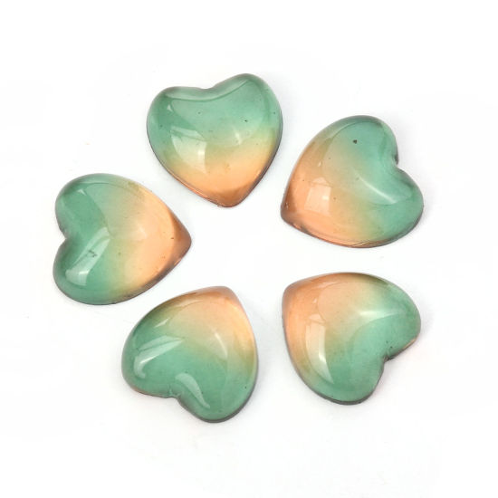 Image de Cabochon Dôme en Verre Etoile Dos Plat Vert 15mm x 15mm, 5 Pcs