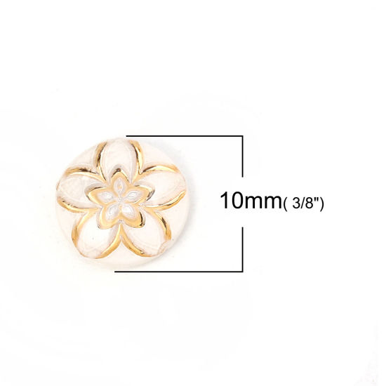 Image de Cabochon Dôme en Acrylique Rond Blanc Fleurs 10mm Dia, 200 Pcs