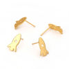 Picture of Zinc Based Alloy Ear Post Stud Earrings Findings Leaf Matt Gold 15mm x 9mm, Post/ Wire Size: (20 gauge), 6 PCs
