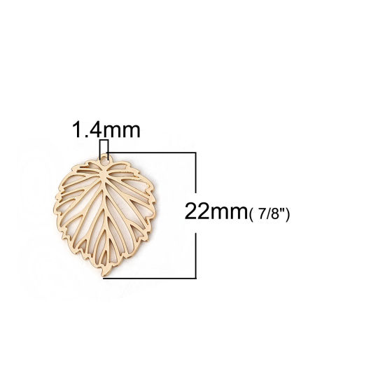 Bild von Zinklegierung Charms Blätter Vergoldet 22mm x 18mm, 10 Stück