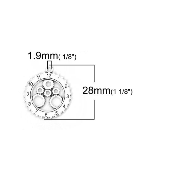Image de Breloques en Alliage de Zinc Roue Dentée Chiffres Argent Vieilli 28mm x 25mm, 30 Pcs