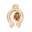 Picture of Zinc Based Alloy Charms U-shaped Gold Plated Red Ladybird Enamel 17mm( 5/8") x 12mm( 4/8"), 5 PCs