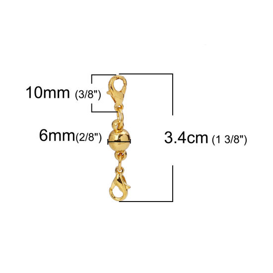 Image de Fermoir Magnétique en Alliage de Fer Rond Doré 34mm x 6mm, 1 Paquet (5 Kits/Paquet)