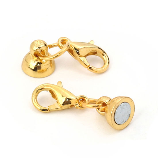 Picture of Iron Based Alloy Magnetic Clasps Round Gold Plated 34mm x 6mm, 1 Packet (5 Sets/Packet)