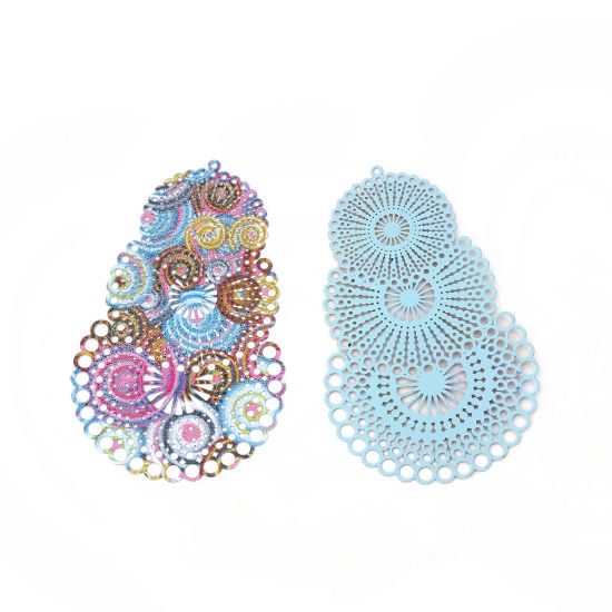 Image de Pendentifs Peinture en Émail en Laiton Calebasse Multicolore Spiral Estampe en Filigrane 66mm x 41mm, 3 Pcs                                                                                                                                                   