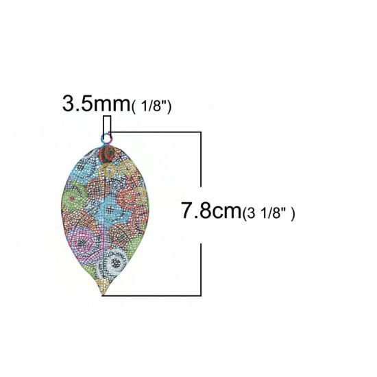 Image de Pendentifs Peinture en Émail en Laiton Calebasse Multicolore Spiral Estampe en Filigrane 66mm x 41mm, 3 Pcs                                                                                                                                                   