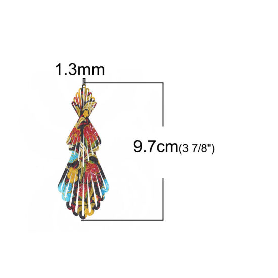 Image de Pendentifs Peinture en Émail en Laiton Calebasse Multicolore Spiral Estampe en Filigrane 66mm x 41mm, 3 Pcs                                                                                                                                                   