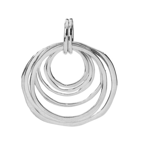 Bild von Zinklegierung Anhänger Ring Silberfarbe Kreis 68mm x 55mm, 3 Stück