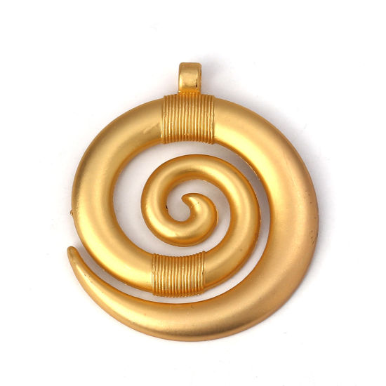 Picture of Zinc Based Alloy Boho Chic Pendants Spiral Matt Gold 51mm(2") x 46mm(1 6/8"), 3 PCs