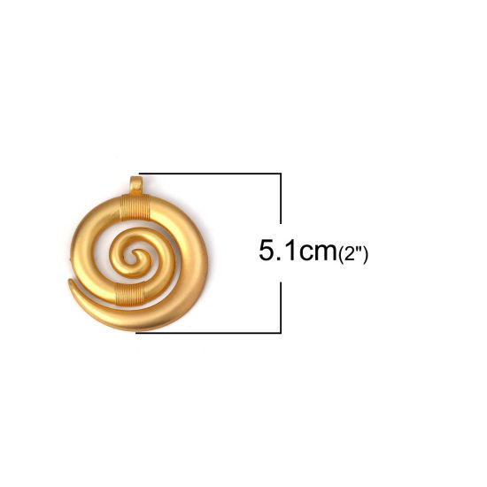 Picture of Zinc Based Alloy Boho Chic Pendants Spiral Matt Gold 51mm(2") x 46mm(1 6/8"), 3 PCs
