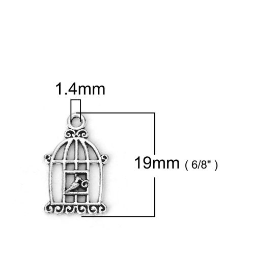 Image de Breloques en Alliage de Zinc Cage Argent Vieilli 19mm x 12mm, 100 Pcs