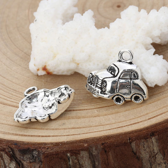 Picture of Zinc Based Alloy Travel Charms Car Antique Silver Color 20mm( 6/8") x 17mm( 5/8"), 30 PCs