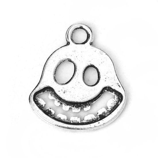 Image de Breloques Halloween en Alliage de Zinc Fantôme Halloween Argent Vieilli 18mm x 16mm, 100 Pcs