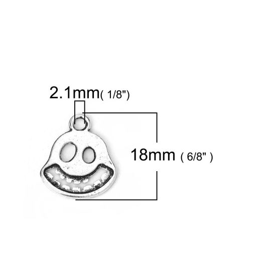 Image de Breloques Halloween en Alliage de Zinc Fantôme Halloween Argent Vieilli 18mm x 16mm, 100 Pcs