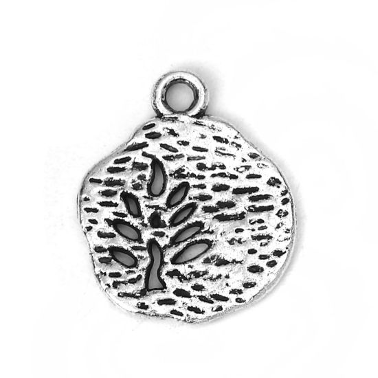 Image de Breloques en Alliage de Zinc Irrégulier Arbres Argent Vieilli 18mm x 15mm, 50 Pcs