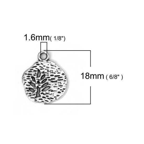 Image de Breloques en Alliage de Zinc Irrégulier Arbres Argent Vieilli 18mm x 15mm, 50 Pcs