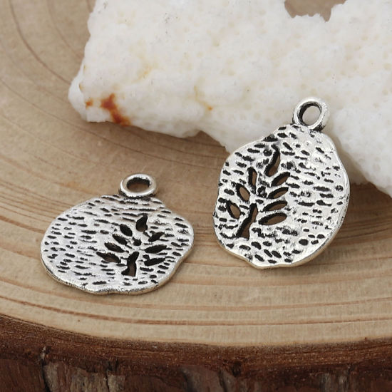 Image de Breloques en Alliage de Zinc Irrégulier Arbres Argent Vieilli 18mm x 15mm, 50 Pcs