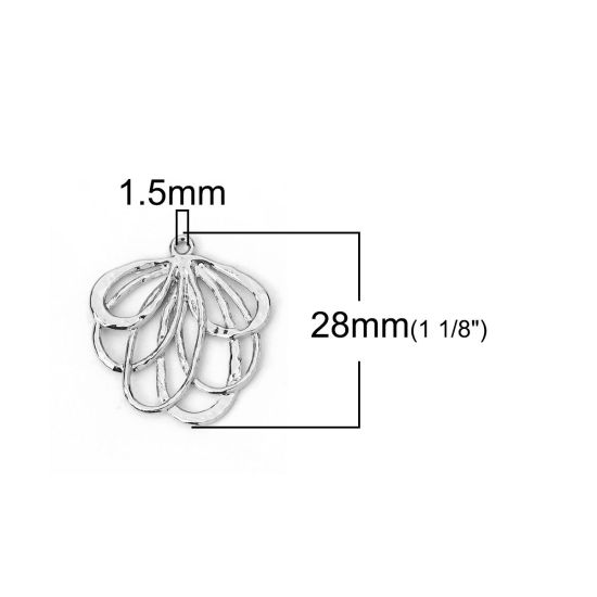 Image de Breloques en Alliage de Zinc Eventail Argent Vieilli 28mm x 26mm, 30 Pcs