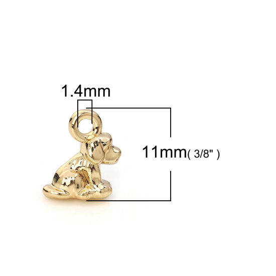 Bild von Zinklegierung Charms Hund Vergoldet 11mm x 9mm, 20 Stück