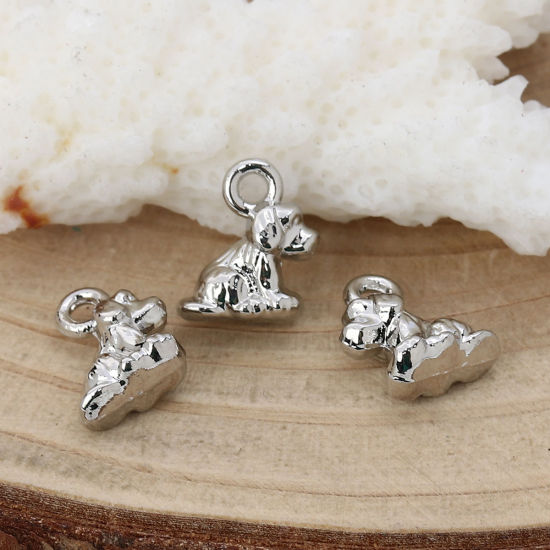 Bild von Zinklegierung Charms Hund Silberfarbe 11mm x 9mm, 20 Stück