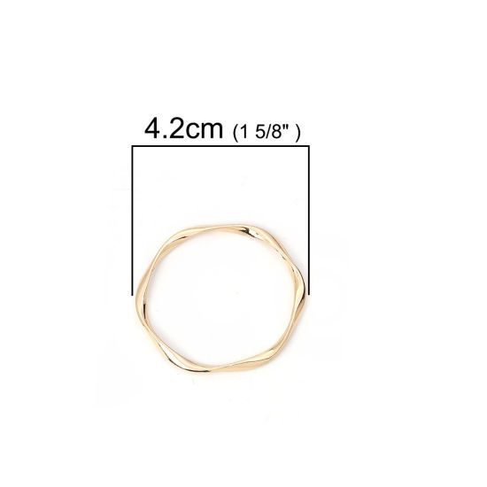 Imagen de Zamak Colgantes Torcido Chapado en Oro Anillo 42mm x 42mm, 10 Unidades