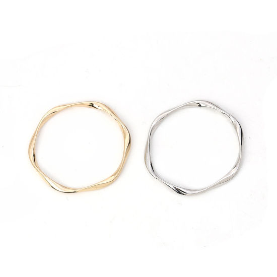 Imagen de Zamak Colgantes Torcido Chapado en Oro Anillo 42mm x 42mm, 10 Unidades