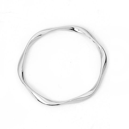 Imagen de Zamak Colgantes Torcido Tono de Plata Anillo 42mm x 42mm, 10 Unidades