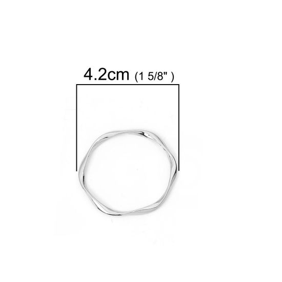 Imagen de Zamak Colgantes Torcido Tono de Plata Anillo 42mm x 42mm, 10 Unidades