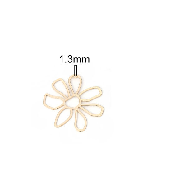 Picture of Zinc Based Alloy Pendants Flower Gold Plated 5.6cm x5.5cm(2 2/8" x2 1/8") - 5.6cm x5.3cm(2 2/8" x2 1/8"), 5 PCs