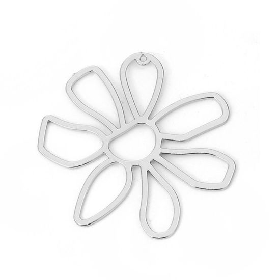 Picture of Zinc Based Alloy Pendants Flower Gold Plated 5.6cm x5.5cm(2 2/8" x2 1/8") - 5.6cm x5.3cm(2 2/8" x2 1/8"), 5 PCs