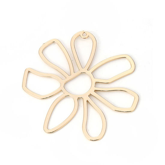 Picture of Zinc Based Alloy Pendants Flower Gold Plated 5.6cm x5.5cm(2 2/8" x2 1/8") - 5.6cm x5.3cm(2 2/8" x2 1/8"), 5 PCs