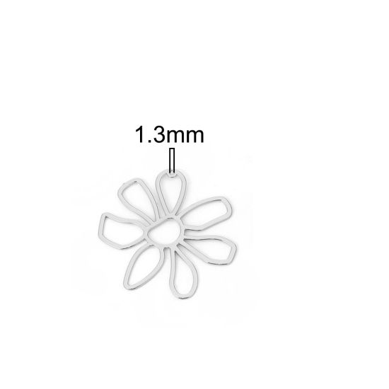 Picture of Zinc Based Alloy Pendants Flower Silver Tone 5.6cm x5.5cm(2 2/8" x2 1/8") - 5.6cm x5.3cm(2 2/8" x2 1/8"), 5 PCs