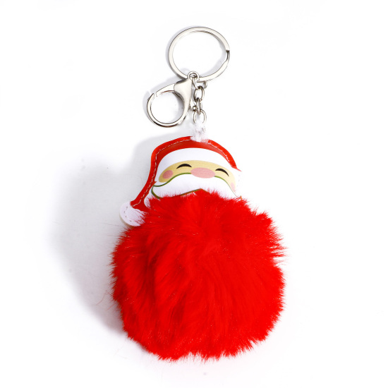 Picture of Plush Keychain & Keyring Christmas Santa Claus Red Pom Pom Ball 18cm x8cm - 17cm x7.5cm, 1 Piece