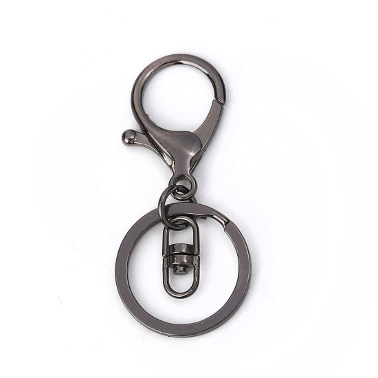 Immagine di Lega di Zinco Anello Portachiavi Pistola Nera 68mm x 30mm, 5 Pz