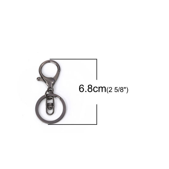 Immagine di Lega di Zinco Anello Portachiavi Pistola Nera 68mm x 30mm, 5 Pz