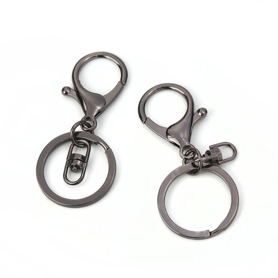 Immagine di Lega di Zinco Anello Portachiavi Pistola Nera 68mm x 30mm, 5 Pz