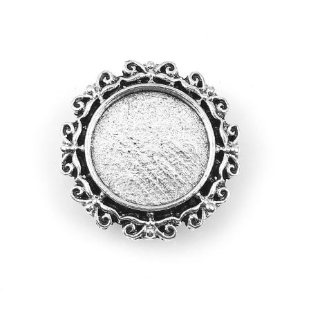 Zinklegierung Cabochon Fassung Rund Antiksilber Cabochon Fassung (für 14mm D.) 22mm x 22mm, 10 Stück